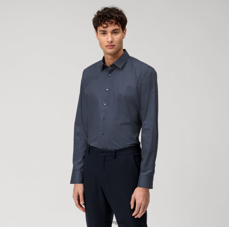 Clothing OLYMP No. Six Super Slim, Business Shirt, Urban Kent, Marine NZ22L23