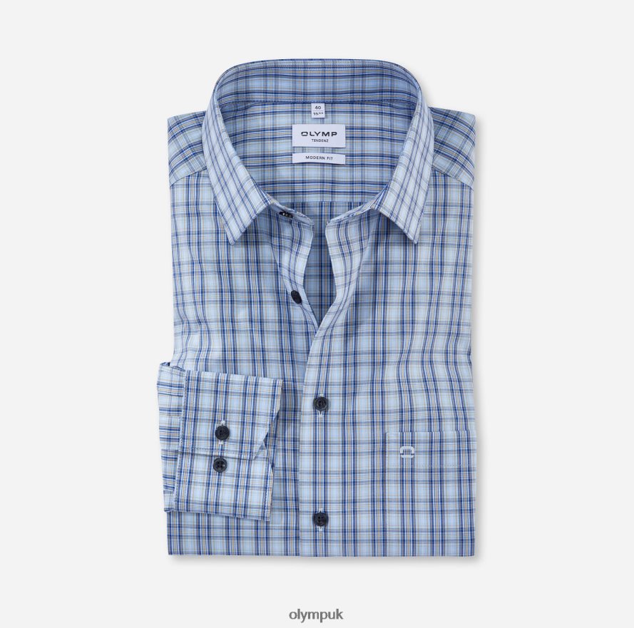 Clothing OLYMP Tendenz Modern Fit, Business Shirt, New Kent, Bleu NZ22L1727