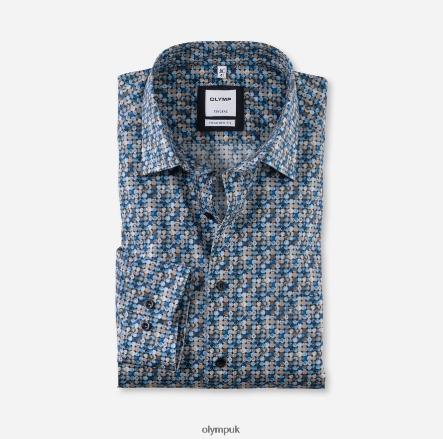 Clothing OLYMP Tendenz Modern Fit, Business Shirt, New Kent, Brown NZ22L1743