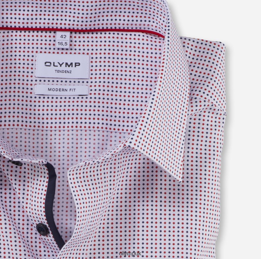 Clothing OLYMP Tendenz Modern Fit, Business Shirt, New Kent, Red NZ22L1713
