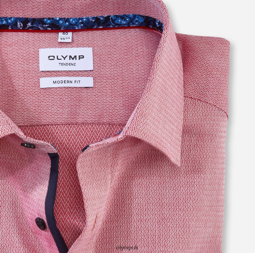 Clothing OLYMP Tendenz Modern Fit, Business Shirt, New Kent, Red NZ22L1734